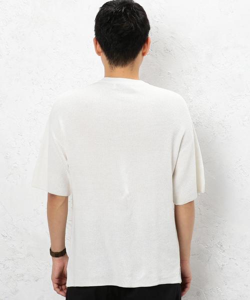 green label relaxing(グリーンレーベルリラクシング)の「ST ハイツイスト 畦編み クルーネック 5分袖 ニット ◆(ニット/セーター・メンズ・ホワイト/ワインレッド/ターコイズブルー・MEDIUM/LARGE/SMALL)」の12枚目の写真