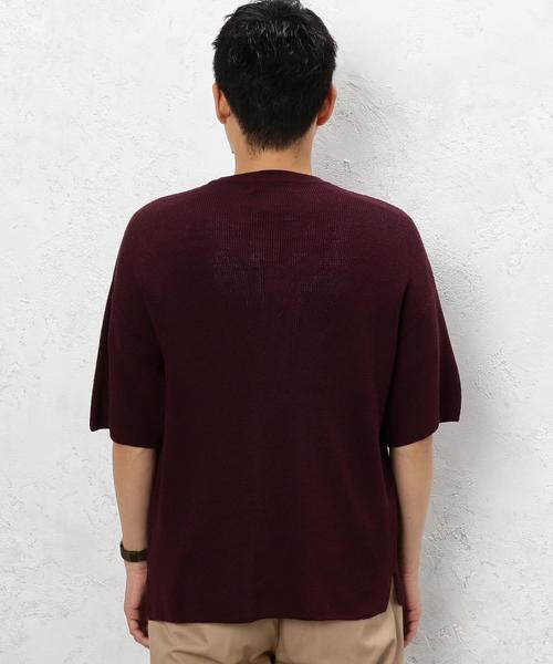 green label relaxing(グリーンレーベルリラクシング)の「ST ハイツイスト 畦編み クルーネック 5分袖 ニット ◆(ニット/セーター・メンズ・ホワイト/ワインレッド/ターコイズブルー・MEDIUM/LARGE/SMALL)」の14枚目の写真