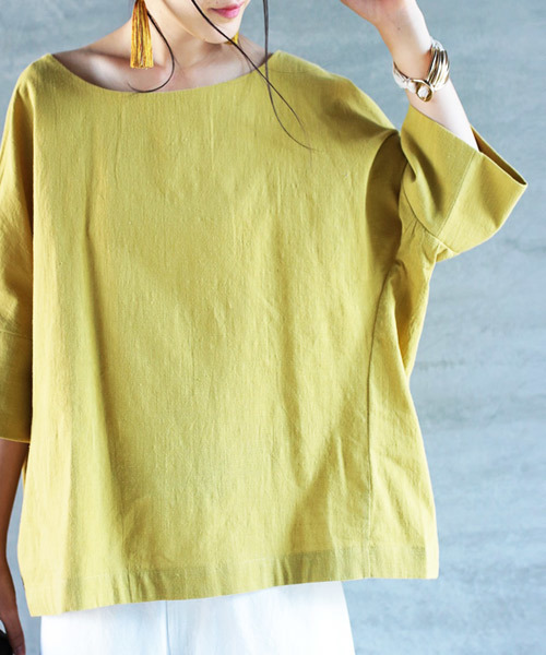 antiqua（アンティカ）の「ドルマントップス（Tシャツ/カットソー・レディース・ブルー/マスタード・FREE）」の3枚目の写真