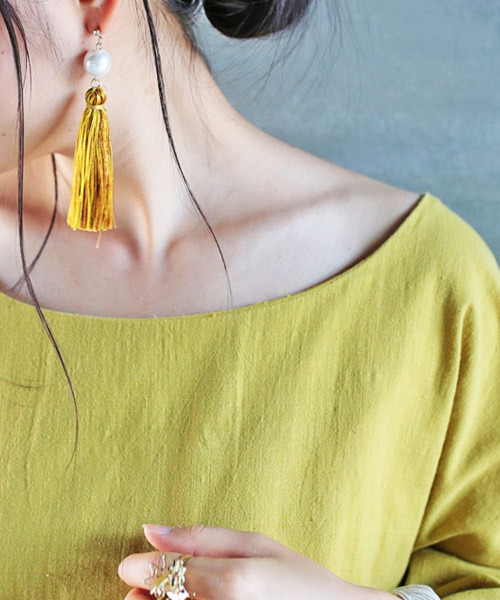 antiqua（アンティカ）の「ドルマントップス（Tシャツ/カットソー・レディース・ブルー/マスタード・FREE）」の4枚目の写真