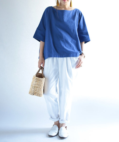 antiqua（アンティカ）の「ドルマントップス（Tシャツ/カットソー・レディース・ブルー/マスタード・FREE）」の9枚目の写真