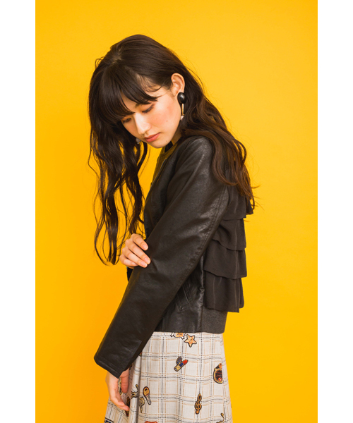 新品未使用!JUDYラムレザーバックフリルライダースジャケット sankyo shokai（三京商会） ラムレザー ジャケット レディース ノー