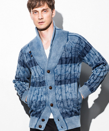 1PIU1UGUALE3 RELAX(ウノピゥウノウグァーレトレ)先染めケーブルショールカーディガン