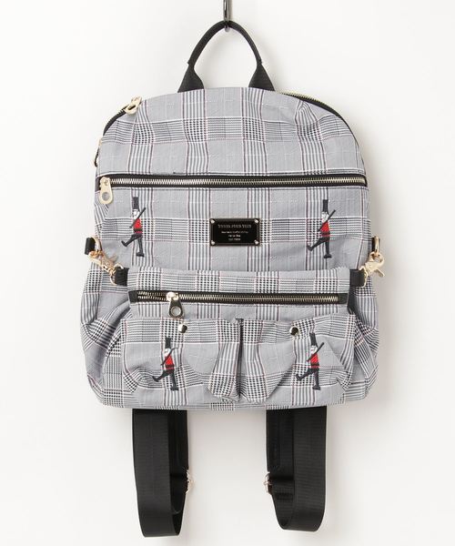Three Four Time(スリーフォータイム)の「ショルダーポーチ付き刺繍4WAYリュック(バックパック/リュック・レディース・ブラック/その他/チェック・FREE)」の3枚目の写真