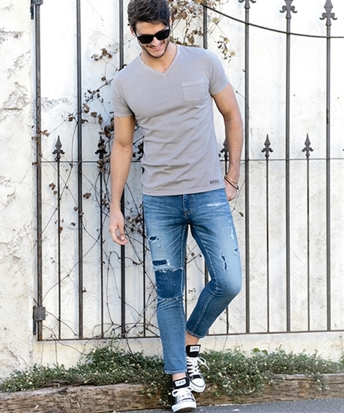 felkod(フィルコッド)の「mt4774-Vintage Like Firm Short Sleeve Pocket V Neck Tee Tシャツ(Tシャツ/カットソー・メンズ・ブラック/ネイビー/ライトグレー・L/M/S)」の8枚目の写真