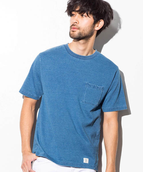AZ by junhashimoto(エーゼイ バイ ジュンハシモト)の「AZ by junhashimoto(エーゼイ バイ ジュンハシモト)ポケット付インディゴ染めTシャツ(Tシャツ/カットソー・メンズ・ブルー/サックスブルー・LARGE/MEDIUM/SMALL/X-LARGE)」の3枚目の写真