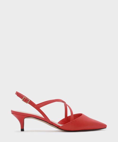 CHARLES & KEITH(チャールズ & キース)の「クリスクロススリングバックヒール / CRISS CROSS SLING BACK HEELS(パンプス・レディース・ブラック/レッド/アイボリー・22.5cm/23.5cm/23cm/24.5cm/25cm)」の1枚目の写真