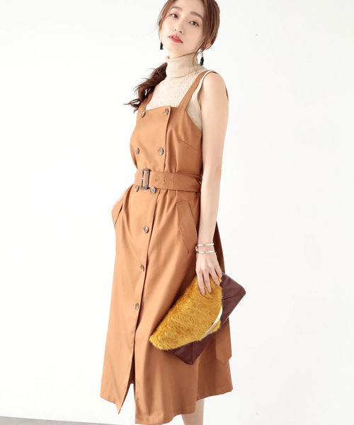 YECCA VECCA(イェッカヴェッカ)の「トレンチジャンスカ(ワンピース・レディース・ベージュ/キャメル/ネイビー・FREE)」の9枚目の写真
