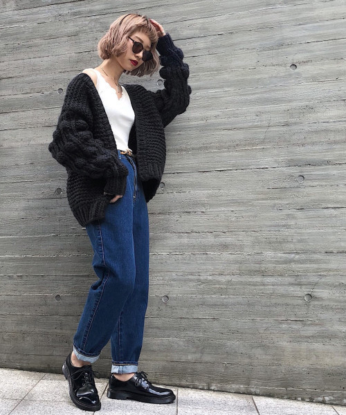 PAGEBOY（ページボーイ）の「ハンドニットエッグカーディガン（カーディガン/ボレロ・レディース・オフホワイト/チャコールグレー/ラベンダー・FREE）」の4枚目の写真