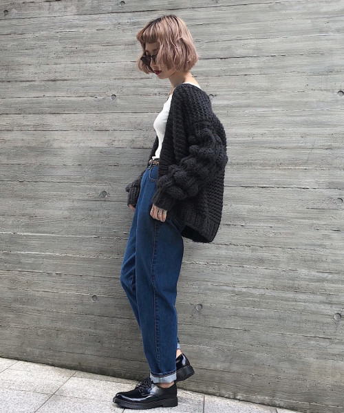 PAGEBOY（ページボーイ）の「ハンドニットエッグカーディガン（カーディガン/ボレロ・レディース・オフホワイト/チャコールグレー/ラベンダー・FREE）」の6枚目の写真