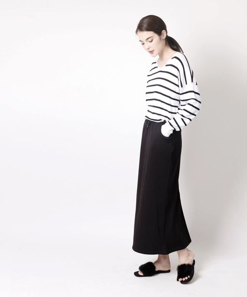 aimoha（アイモハ）の「裏起毛コットンスウェットマキシスカート (AW)（スカート・レディース・ネイビー/グレー/ブラック/杢グレー/グレイッシュベージュ/ブラウン・M/L/XL/S）」の8枚目の写真