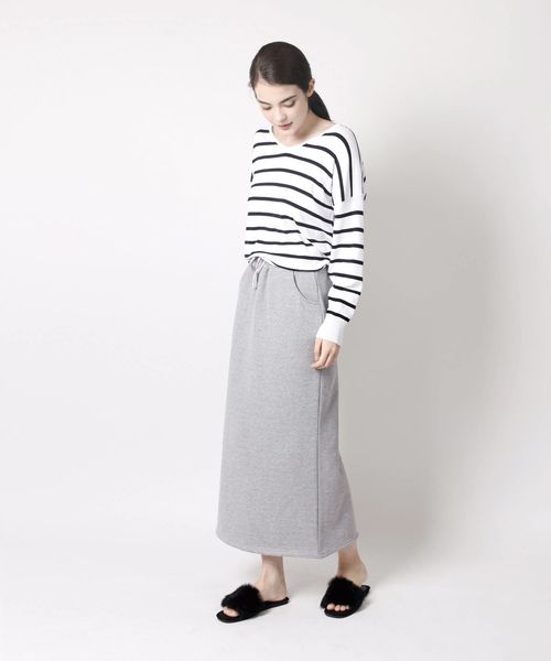 aimoha（アイモハ）の「裏起毛コットンスウェットマキシスカート (AW)（スカート・レディース・ネイビー/グレー/ブラック/杢グレー/グレイッシュベージュ/ブラウン・M/L/XL/S）」の7枚目の写真