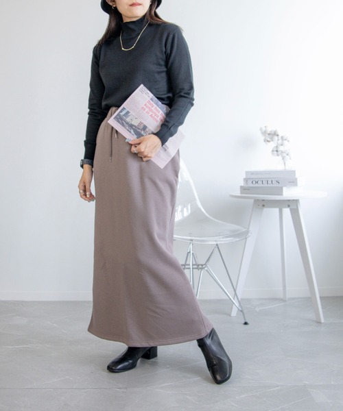 aimoha（アイモハ）の「裏起毛コットンスウェットマキシスカート (AW)（スカート・レディース・ネイビー/グレー/ブラック/杢グレー/グレイッシュベージュ/ブラウン・M/L/XL/S）」の3枚目の写真