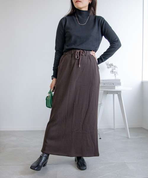 aimoha（アイモハ）の「裏起毛コットンスウェットマキシスカート (AW)（スカート・レディース・ネイビー/グレー/ブラック/杢グレー/グレイッシュベージュ/ブラウン・M/L/XL/S）」の16枚目の写真