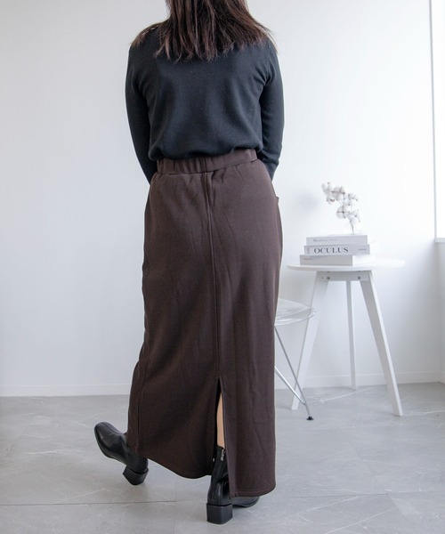 aimoha（アイモハ）の「裏起毛コットンスウェットマキシスカート (AW)（スカート・レディース・ネイビー/グレー/ブラック/杢グレー/グレイッシュベージュ/ブラウン・M/L/XL/S）」の18枚目の写真