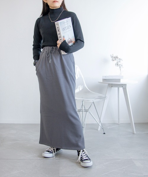 aimoha（アイモハ）の「裏起毛コットンスウェットマキシスカート (AW)（スカート・レディース・ネイビー/グレー/ブラック/杢グレー/グレイッシュベージュ/ブラウン・M/L/XL/S）」の20枚目の写真
