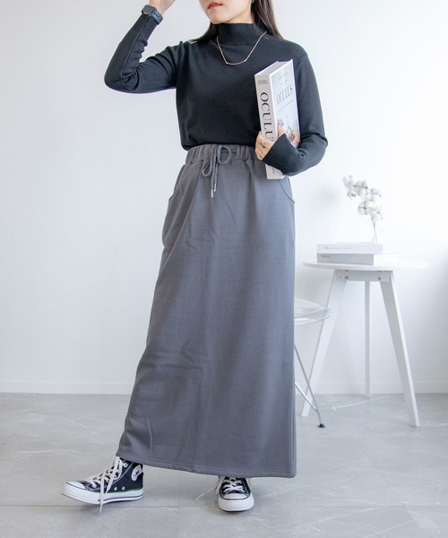 aimoha（アイモハ）の「裏起毛コットンスウェットマキシスカート (AW)（スカート・レディース・ネイビー/グレー/ブラック/杢グレー/グレイッシュベージュ/ブラウン・M/L/XL/S）」の21枚目の写真