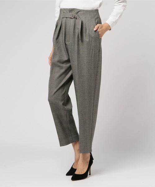 YECCA VECCA（イェッカヴェッカ）の「・ベルト×タックチェック柄パンツ（その他パンツ・レディース・ブラウン/グレー・FREE）」の11枚目の写真