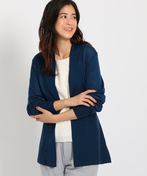 Sunauna(スーナウーナ)の「【洗える】ガウン風ニットカーディガン(カーディガン/ボレロ・レディース・ブラック/ライトベージュ/ネイビー系2/ダークグレー・40/38)」の4枚目の写真