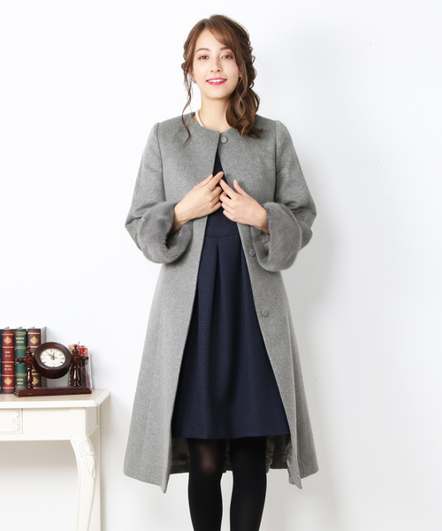 sankyo shokai（サンキョウショウカイ）の「[ERA]カシミヤノーカラーコート（ノーカラーコート・レディース・ライトグレー・40/42）」の9枚目の写真
