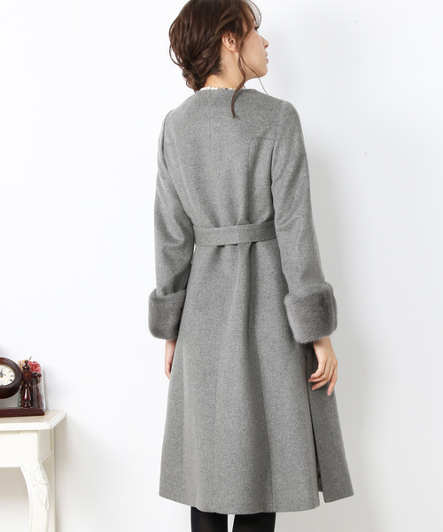 sankyo shokai（サンキョウショウカイ）の「[ERA]カシミヤノーカラーコート（ノーカラーコート・レディース・ライトグレー・40/42）」の7枚目の写真