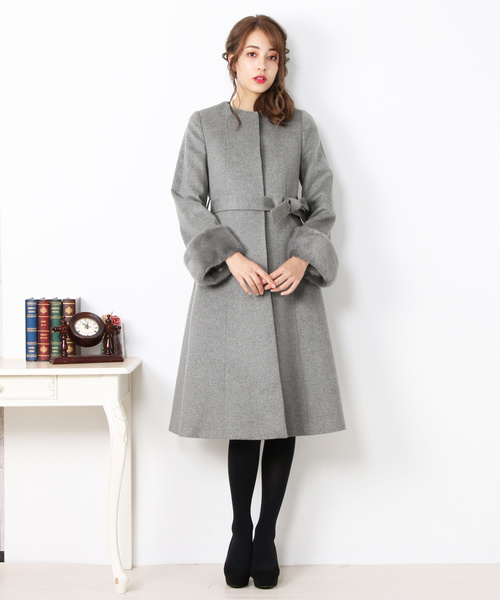 sankyo shokai（サンキョウショウカイ）の「[ERA]カシミヤノーカラーコート（ノーカラーコート・レディース・ライトグレー・40/42）」の5枚目の写真