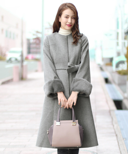 sankyo shokai（サンキョウショウカイ）の「[ERA]カシミヤノーカラーコート（ノーカラーコート・レディース・ライトグレー・40/42）」の3枚目の写真