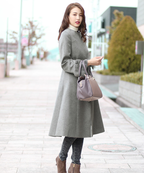 sankyo shokai（サンキョウショウカイ）の「[ERA]カシミヤノーカラーコート（ノーカラーコート・レディース・ライトグレー・40/42）」の12枚目の写真