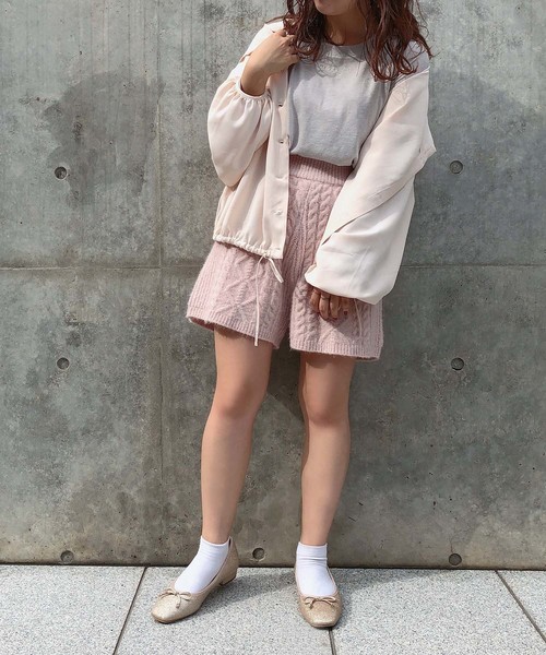 one after another NICE CLAUP（ワンアフターアナザーナイスクラップ）の「ケーブルニットショートパンツ（その他パンツ・レディース・アイボリー/ベージュ/ピンク・FREE）」の14枚目の写真