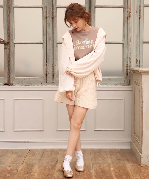 one after another NICE CLAUP（ワンアフターアナザーナイスクラップ）の「ケーブルニットショートパンツ（その他パンツ・レディース・アイボリー/ベージュ/ピンク・FREE）」の15枚目の写真