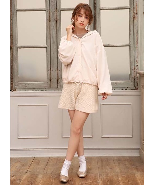 one after another NICE CLAUP（ワンアフターアナザーナイスクラップ）の「ケーブルニットショートパンツ（その他パンツ・レディース・アイボリー/ベージュ/ピンク・FREE）」の10枚目の写真