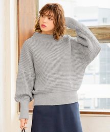 ボリュームスリーブワッフル編みハイネックニット＊レディース/トップス/セーター[C3545]神戸レタス