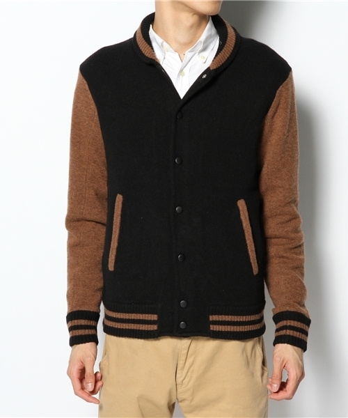 BEAMS（ビームス）の「□DELUXE CLOTHING / “PINBALL”（スタジャン・メンズ・ブラック/ワイン・LARGE/MEDIUM）」の2枚目の写真