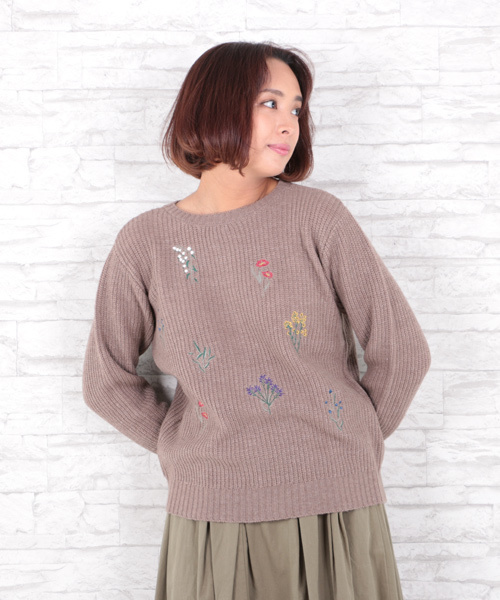sabstreet my standard（サブストリートマイスタンダード）の「フラワー刺繍2WAYニット（ニット/セーター・レディース・チャコールグレー/ブラウン/グレー・9号/15号/19号）」の3枚目の写真