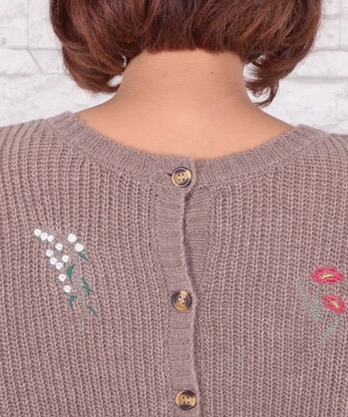 sabstreet my standard（サブストリートマイスタンダード）の「フラワー刺繍2WAYニット（ニット/セーター・レディース・チャコールグレー/ブラウン/グレー・9号/15号/19号）」の6枚目の写真