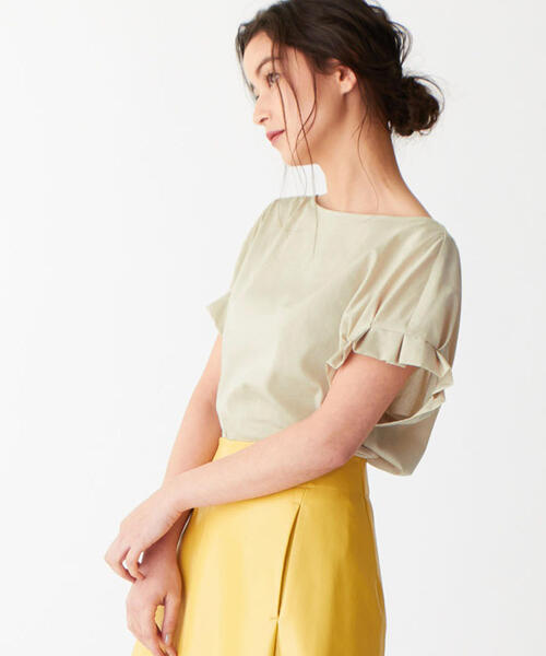 EMMEL REFINES(エメルリファインズ)の「〔ハンドウォッシャブル〕FC HW 袖タック バックパーツブラウス(シャツ/ブラウス・レディース・ベージュ/ピンク/オフホワイト/オリーブ・FREE)」の2枚目の写真