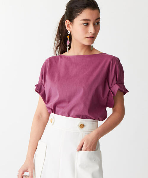 EMMEL REFINES(エメルリファインズ)の「〔ハンドウォッシャブル〕FC HW 袖タック バックパーツブラウス(シャツ/ブラウス・レディース・ベージュ/ピンク/オフホワイト/オリーブ・FREE)」の4枚目の写真