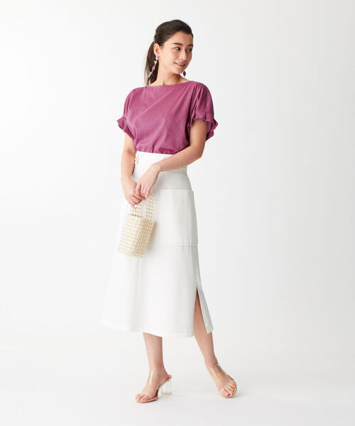 EMMEL REFINES(エメルリファインズ)の「〔ハンドウォッシャブル〕FC HW 袖タック バックパーツブラウス(シャツ/ブラウス・レディース・ベージュ/ピンク/オフホワイト/オリーブ・FREE)」の12枚目の写真