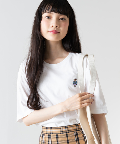 WEGO（ウィゴー）の「WEGO/ベアワンポイント刺繍Tシャツ（Tシャツ/カットソー・メンズ・ホワイト系その他/ブラウン/ホワイト/ライトピンク・MEDIUM/LARGE/SMALL）」の2枚目の写真
