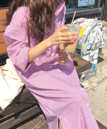 ゆるロングシャツワンピース