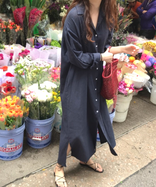 a lot of love（ア ロット オブ ラブ）の「ゆるロングシャツワンピース（シャツワンピース・レディース・ホワイト/ネイビー/ピンク/ブルー/ブルー系その他/ピンク系その他/ブラック/カーキ/ブラウン/ベージュ・S/M/L）」の15枚目の写真