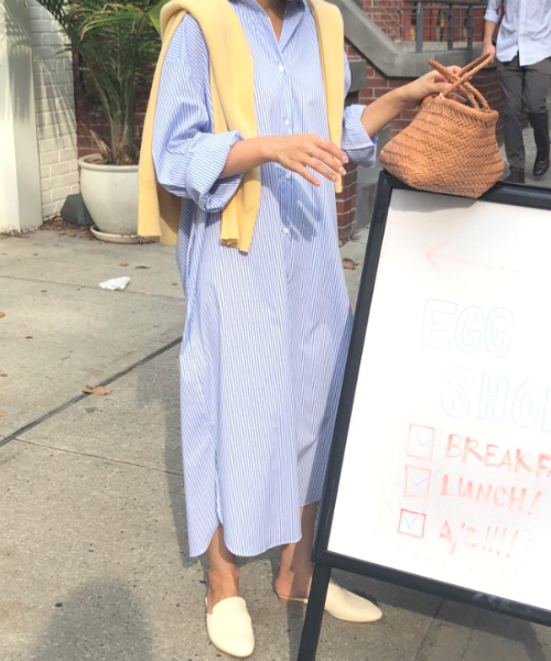 a lot of love（ア ロット オブ ラブ）の「ゆるロングシャツワンピース（シャツワンピース・レディース・ホワイト/ネイビー/ピンク/ブルー/ブルー系その他/ピンク系その他/ブラック/カーキ/ブラウン/ベージュ・S/M/L）」の22枚目の写真