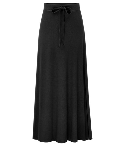 TeddyShop(テディショップ)の「【大きいサイズ有/ロング丈】ゆったり楽ちん。リブ フレア スカート レディース(スカート・レディース・ブラック/グレー/ネイビー/カーキ・M/L/XL/2XL)」の2枚目の写真