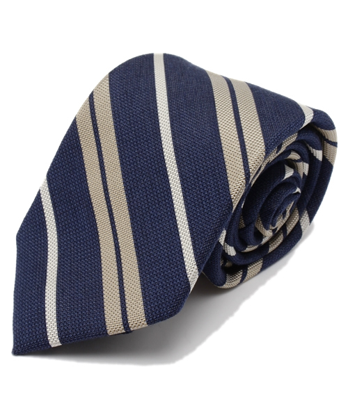 B:MING by BEAMS（ビーミングバイビームス）の「○ビーミング by ビームス / シルクコットンストライプタイ（ネクタイ・メンズ・ベージュ/ブルー/ネイビー・ONE SIZE）」の3枚目の写真