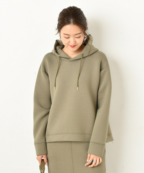 DouDou（ドゥドゥ）の「ダンボールパーカー（Tシャツ/カットソー・レディース・ベージュ/オフホワイト/グリーン・FREE）」の3枚目の写真