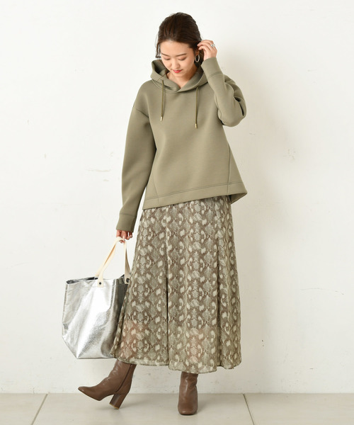 DouDou（ドゥドゥ）の「ダンボールパーカー（Tシャツ/カットソー・レディース・ベージュ/オフホワイト/グリーン・FREE）」の11枚目の写真