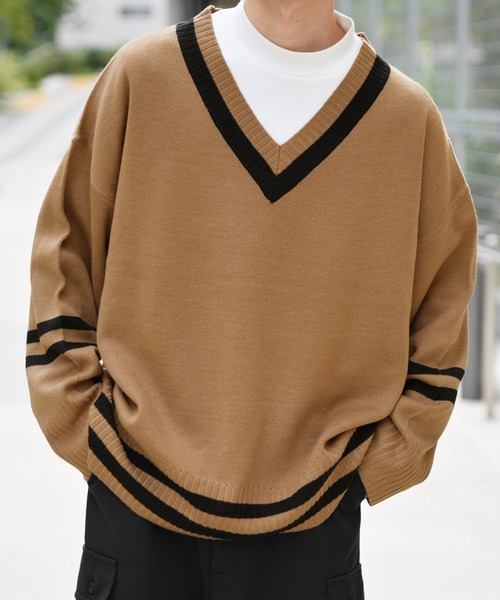 kutir（クティール）の「チルデンビッグニット（ニット/セーター・メンズ・カーキ/ダークブラウン/ベージュ/ブラック・LARGE/MEDIUM）」の3枚目の写真