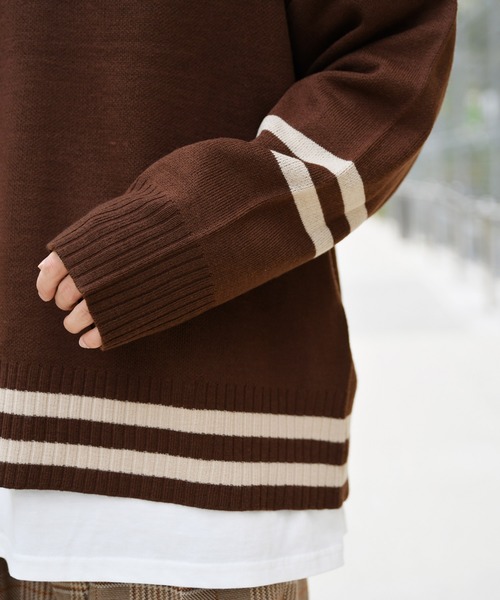 kutir（クティール）の「チルデンビッグニット（ニット/セーター・メンズ・カーキ/ダークブラウン/ベージュ/ブラック・LARGE/MEDIUM）」の22枚目の写真
