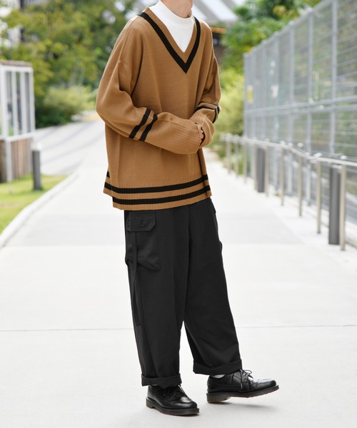 kutir（クティール）の「チルデンビッグニット（ニット/セーター・メンズ・カーキ/ダークブラウン/ベージュ/ブラック・LARGE/MEDIUM）」の7枚目の写真