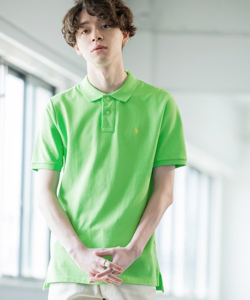 ポロラルフローレン ワンポイント ポロシャツ M 青 黄緑 鹿の子 未使用品 POLO RALPH LAUREN（ポロ ラルフ ローレン）の「RALPH LAUREN